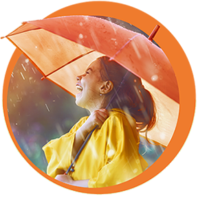 Girl in the rain with an umbrella