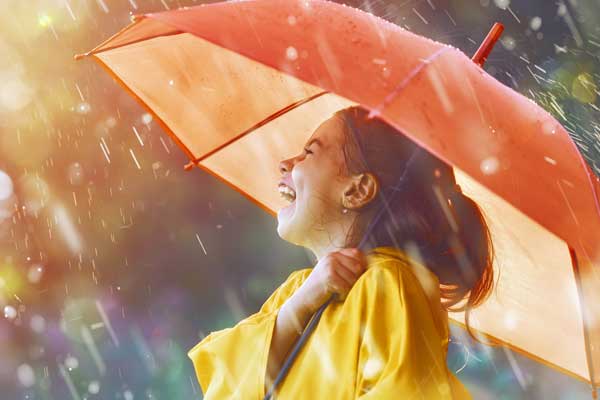 Girl in the rain with an umbrella