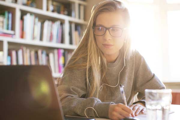 Young woman studying