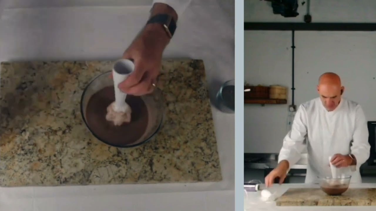 Chef Neil blending Chocolate Chia Pudding