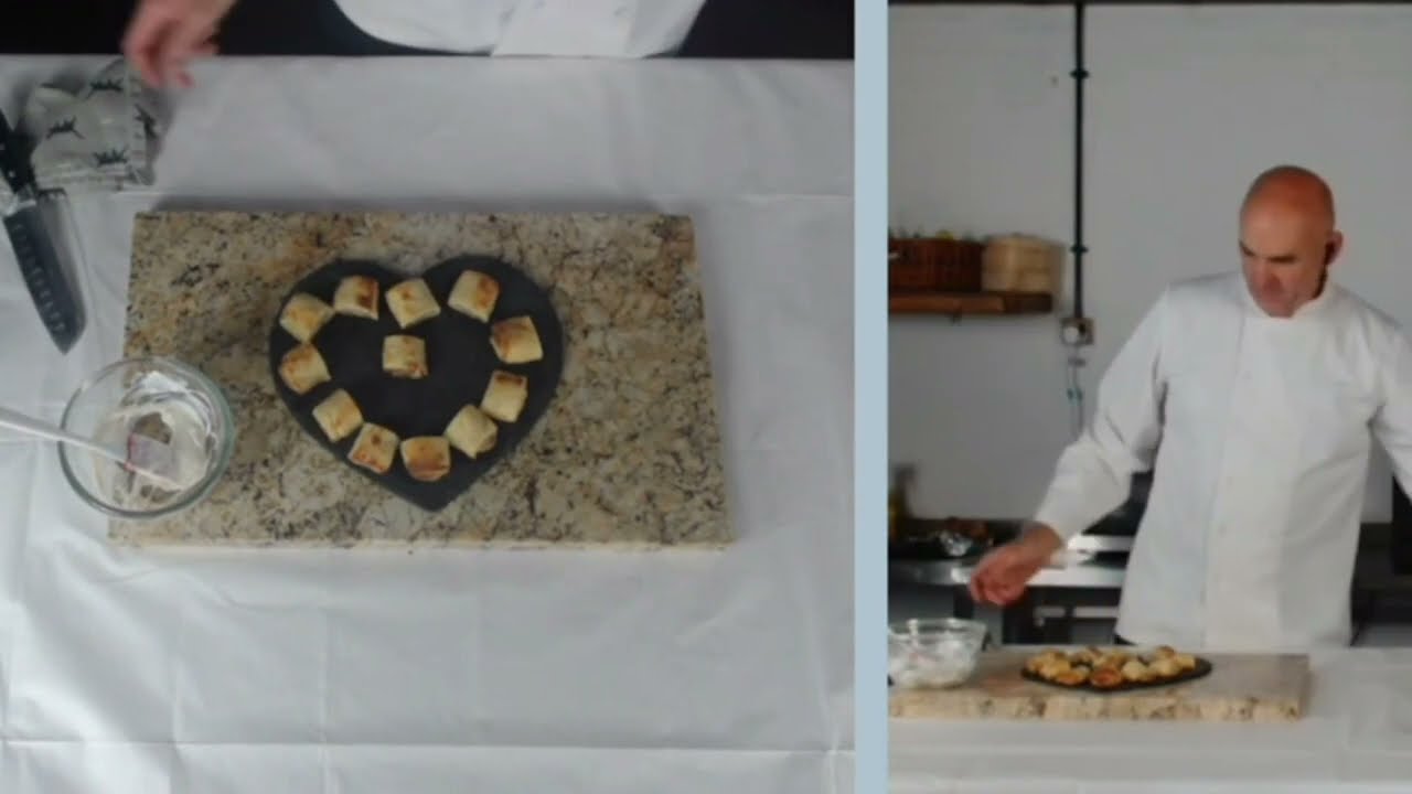 Chef Neil with cooked Cinnamon Rolls
