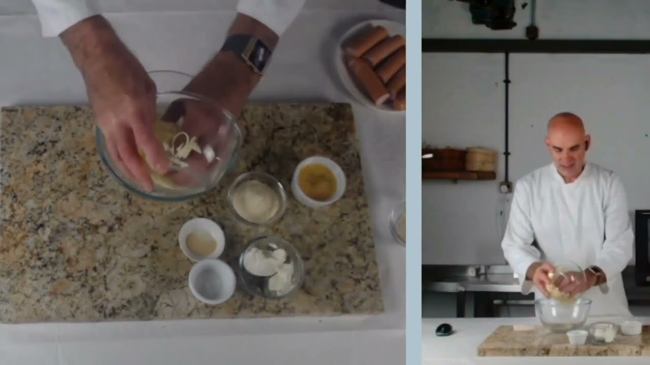 Chef Neil preparing Hot Dogs in a Cheesy Blankets